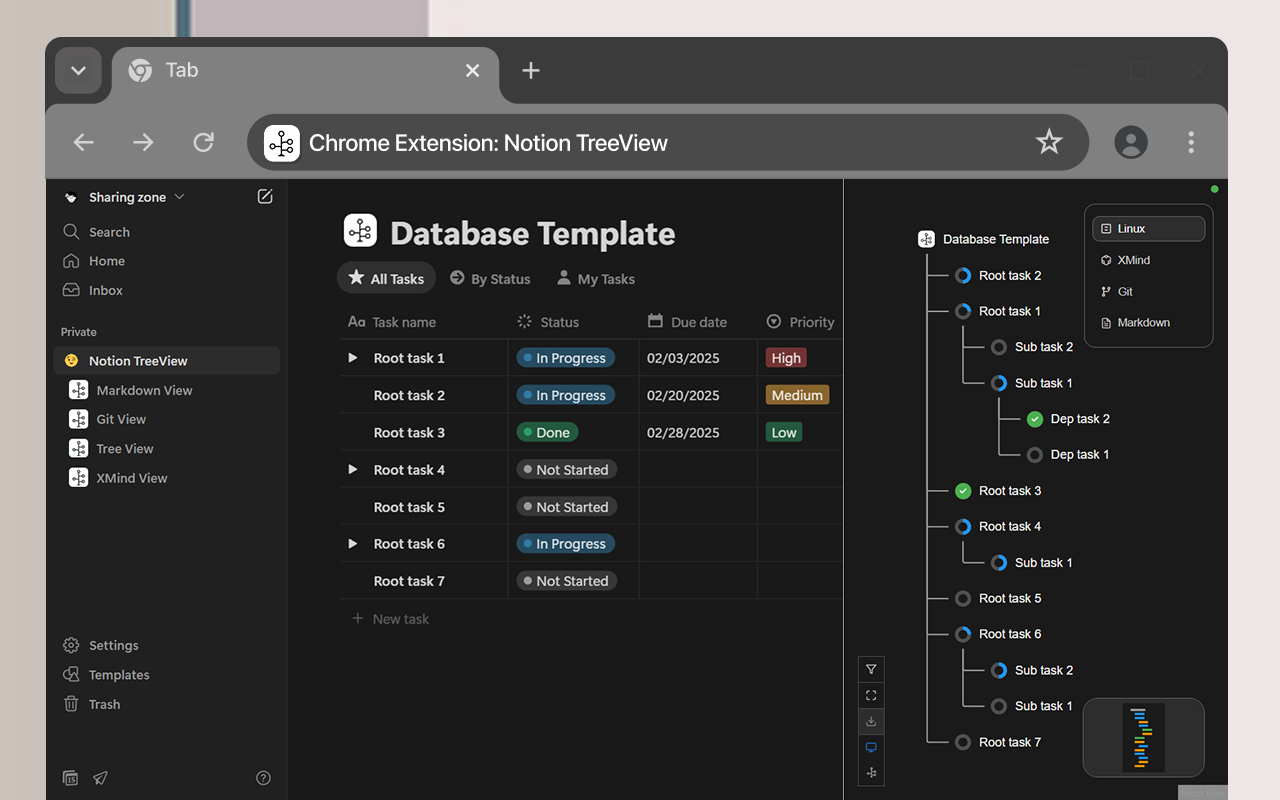 TreeView - Notion任务树形视图 | Notion Task Tree View - Shiran Tech